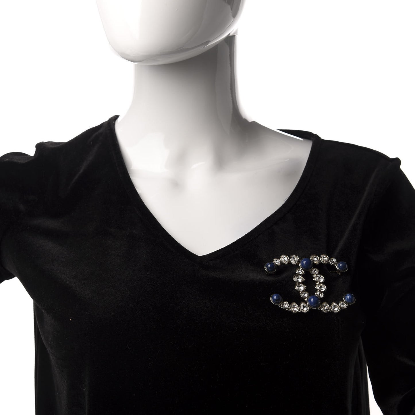 Strass Crystal CC Brooch Gold Blue