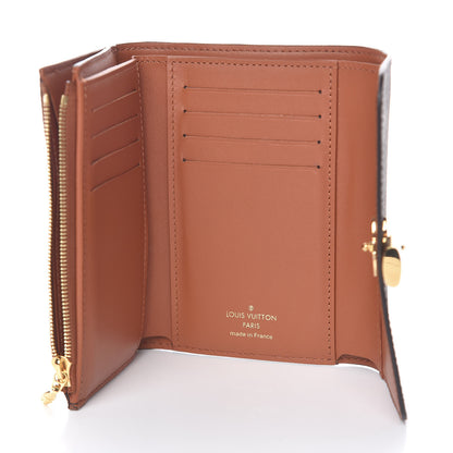 Louis Vuitton Monogram Flower Lock Compact Wallet Caramel 5 of 9