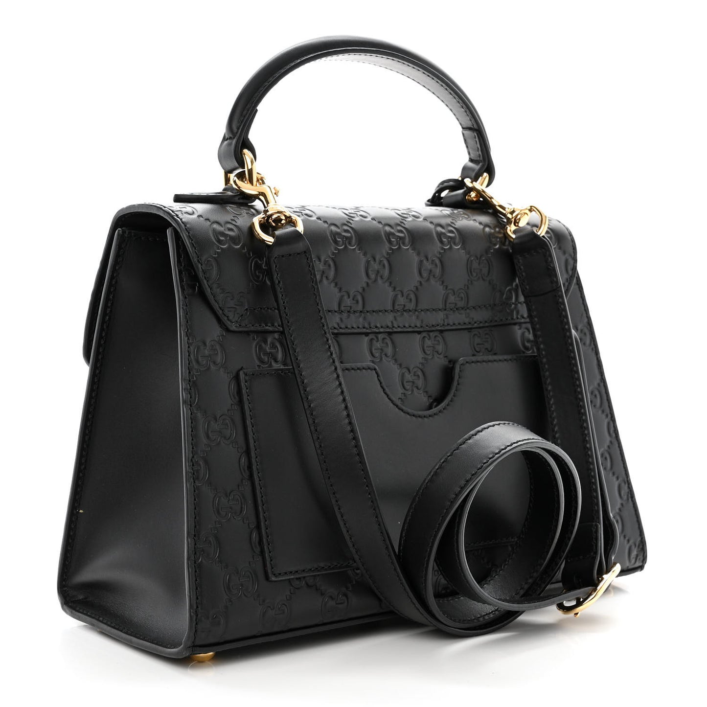 Guccissima Signature Small Padlock Top Handle Bag Black