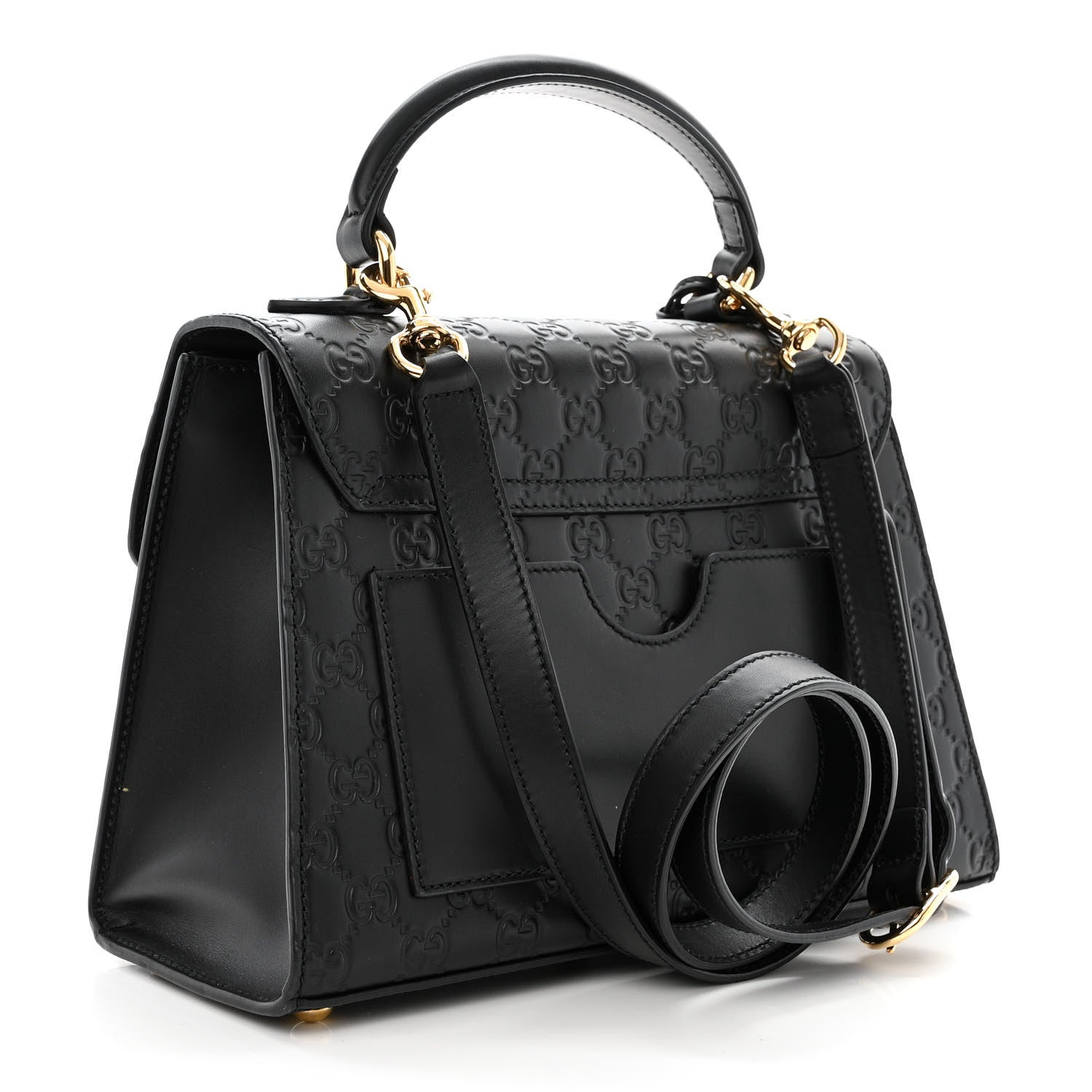 Gucci Guccissima Signature Small Padlock Top Handle Bag Black 3 of 11