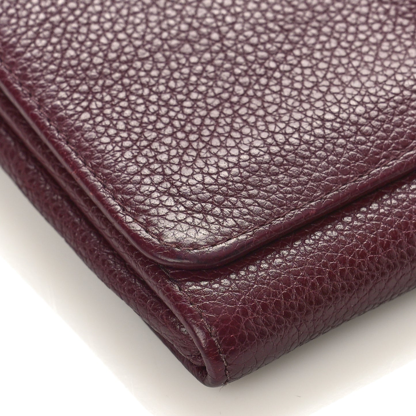 Vitello Daino Metal Small Continental Flap Wallet Granato