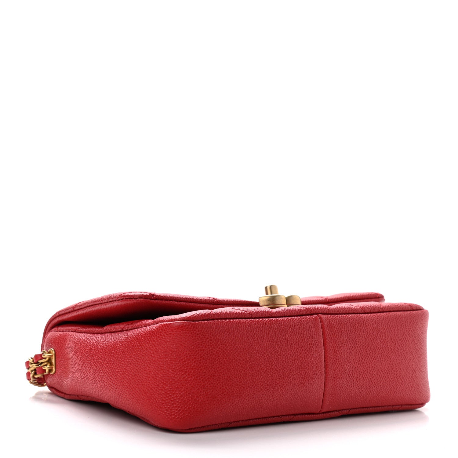 Chanel Shiny Caviar Quilted Small Chain Melody Flap Red 4 of 9