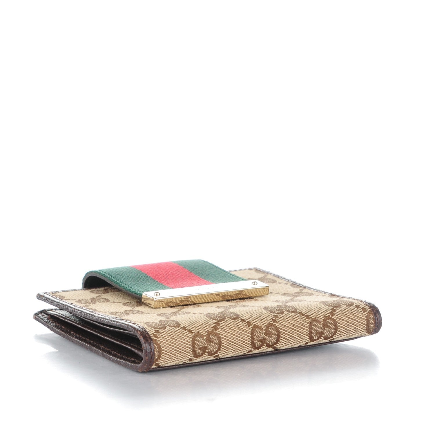 Gucci Monogram Ladies Web French Flap Wallet Dark Brown 4 of 7