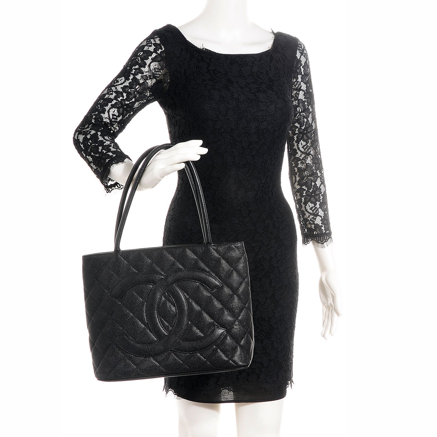 Caviar Medallion Tote Black