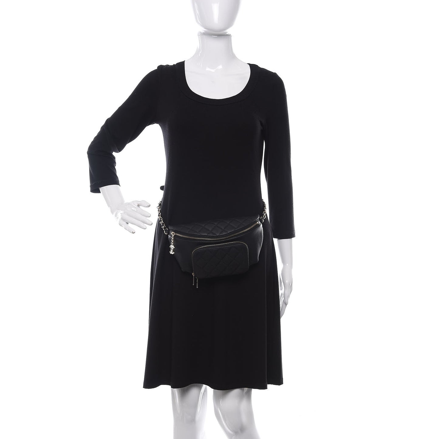 Caviar Quilted Business Affinity Waist Belt Bag Black