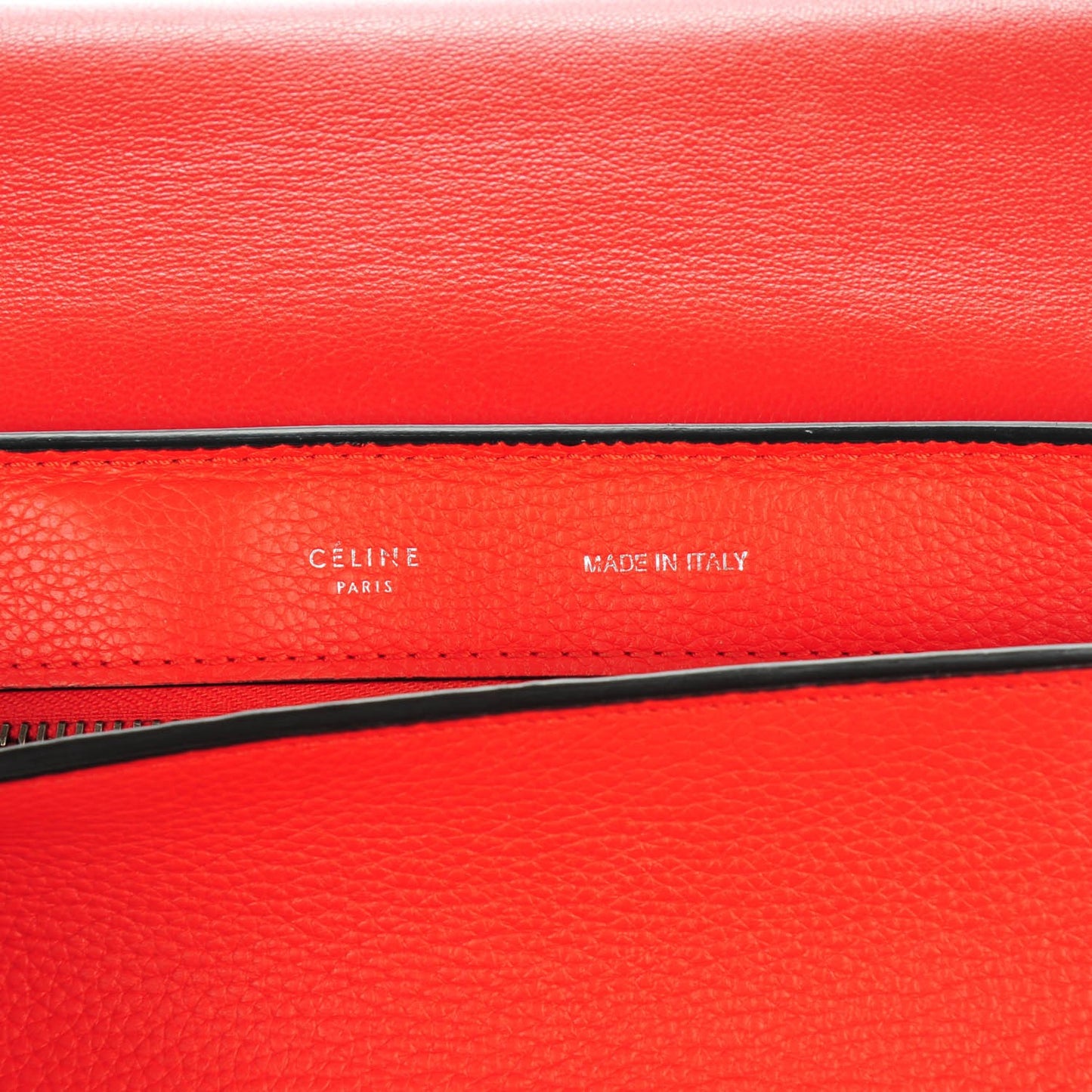 Drummed Calfskin Suede Medium Trapeze Vermillion