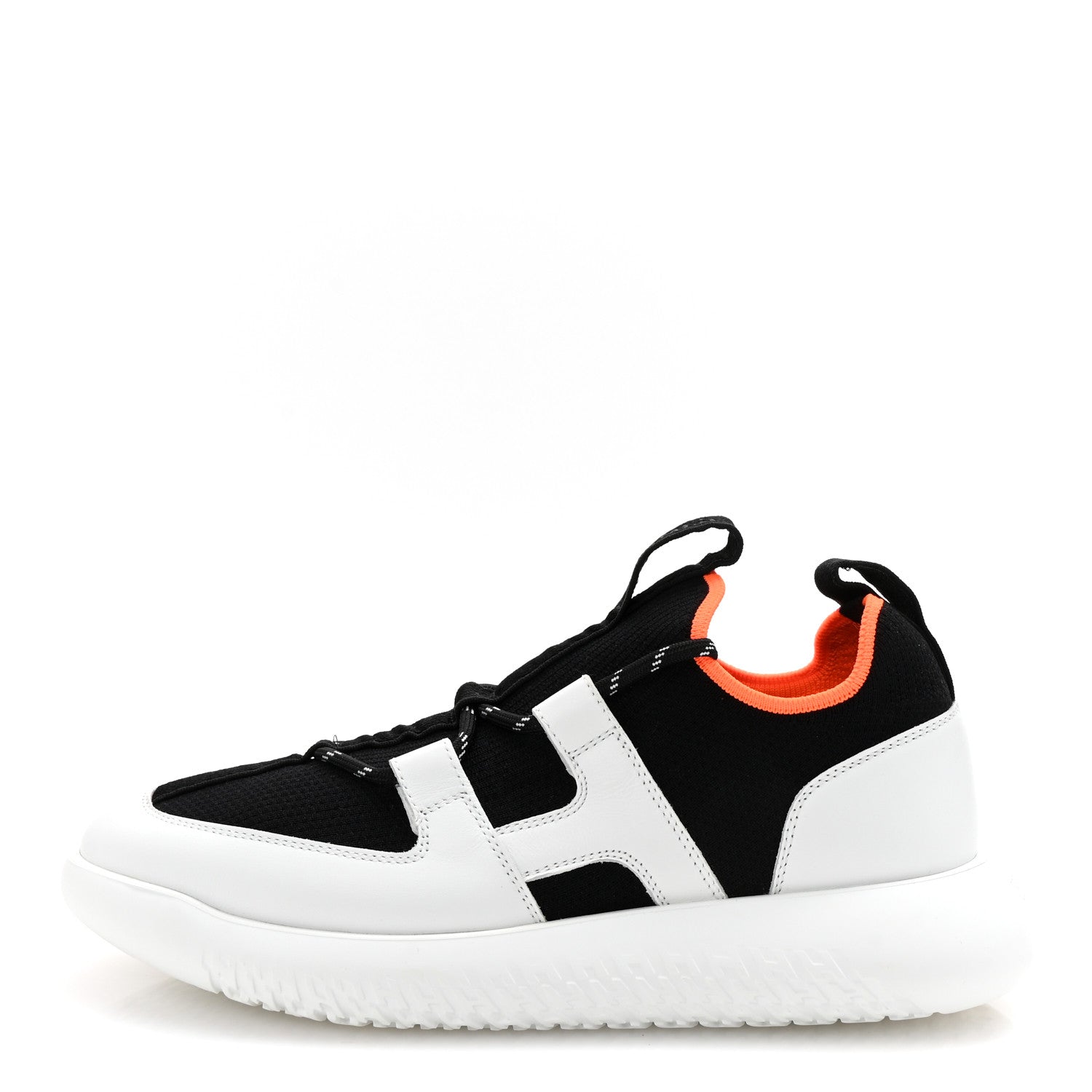 Hermes Technical Canvas Calfskin Womens Duel Sneakers 36.5 White Black 1 of 9