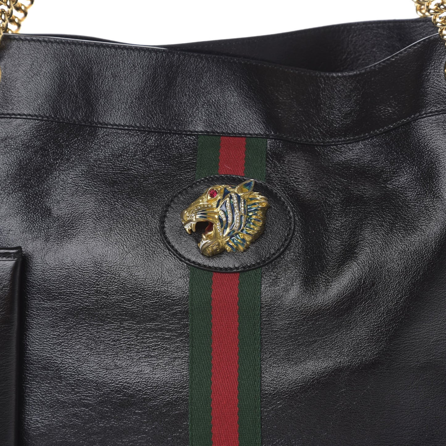 Calfskin Large Rajah Chain Tote Black