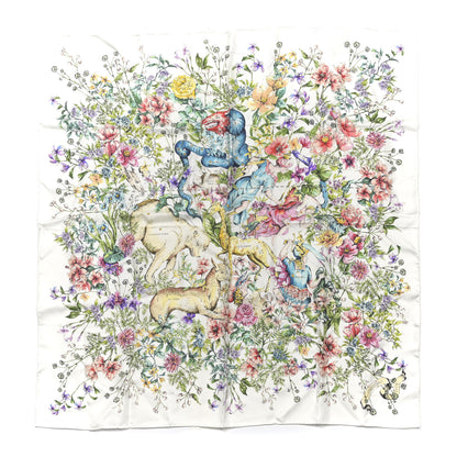 Christian Dior Silk Floral D-Constellation Square Scarf White 1 of 3