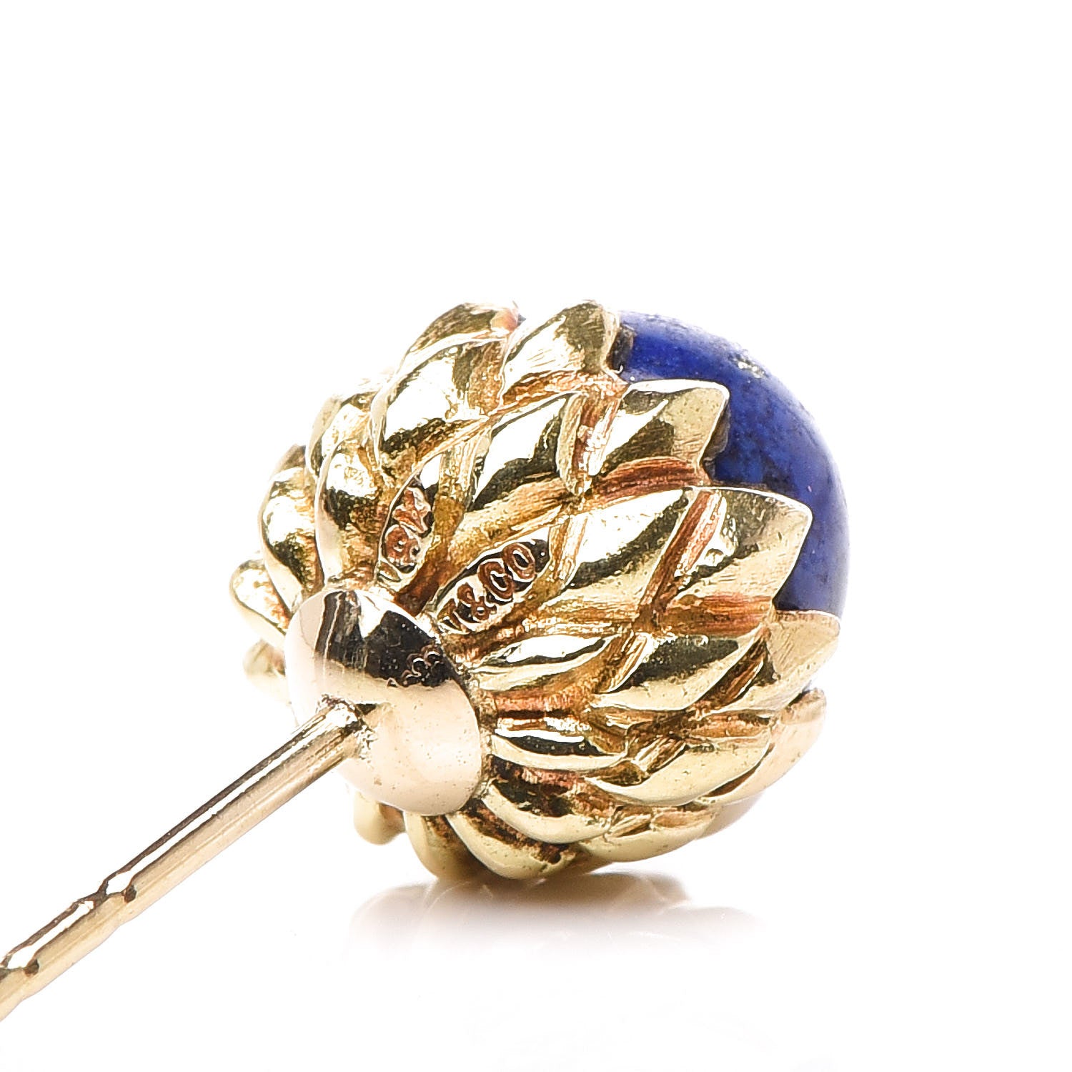 Tiffany 18K Yellow Gold Lapis Schlumberger Acorn Earrings 4 of 4