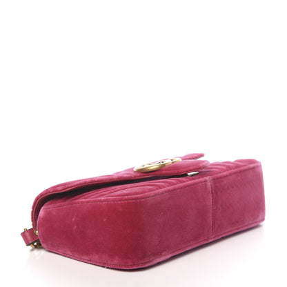 Gucci Velvet Matelasse Small GG Marmont Shoulder Bag Fuchsia Violet Cyclamen 4 of 10