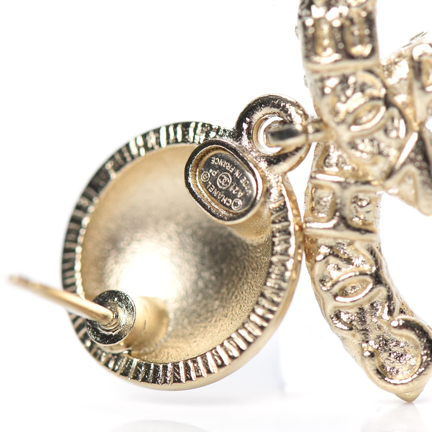 Chanel Crystal CC Drop Earrings Gold 3 of 5