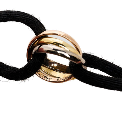 Cartier 18k Pink Yellow White Gold Trinity Adjustable Cord Bracelet Black 4 of 5