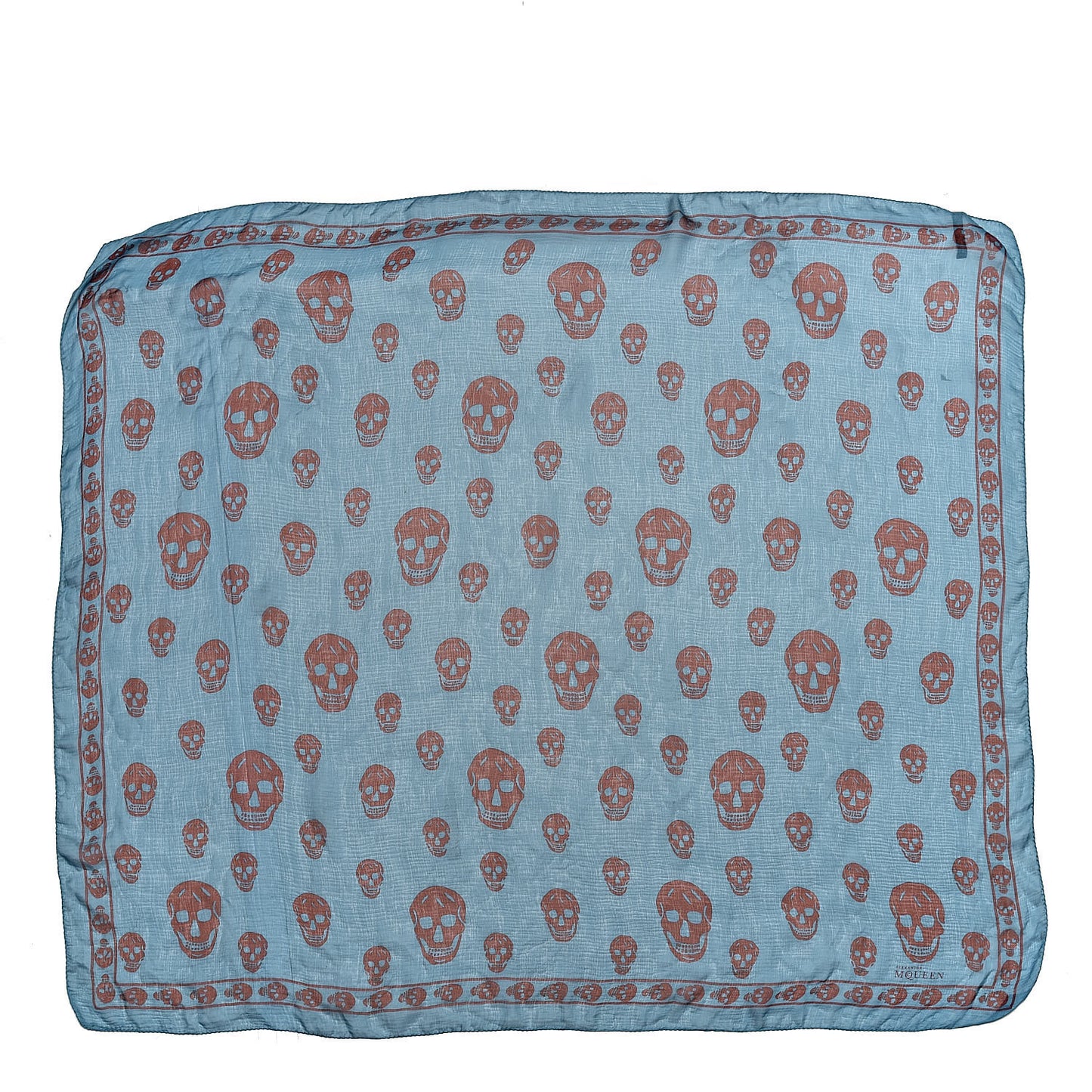 Silk Chiffon Skull Scarf Blue