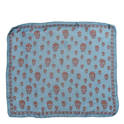 Alexander McQueen Silk Chiffon Skull Scarf Blue 1 of 5
