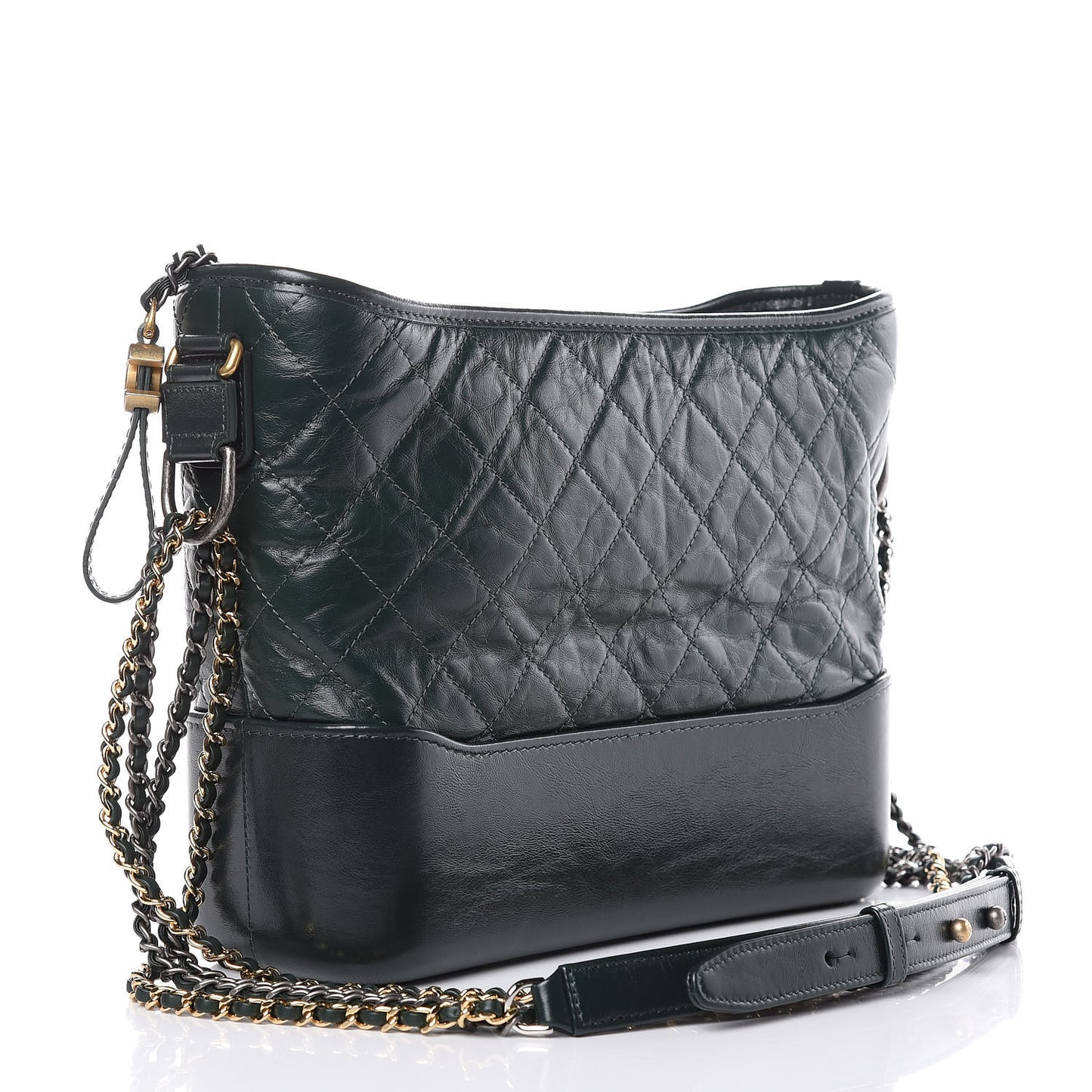 Aged Calfskin Quilted Medium Gabrielle Hobo Green