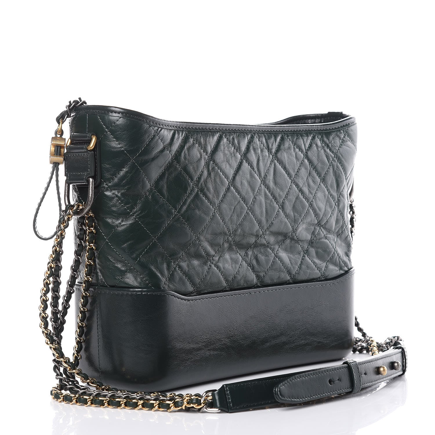 Chanel Aged Calfskin Quilted Medium Gabrielle Hobo Green 3 of 9