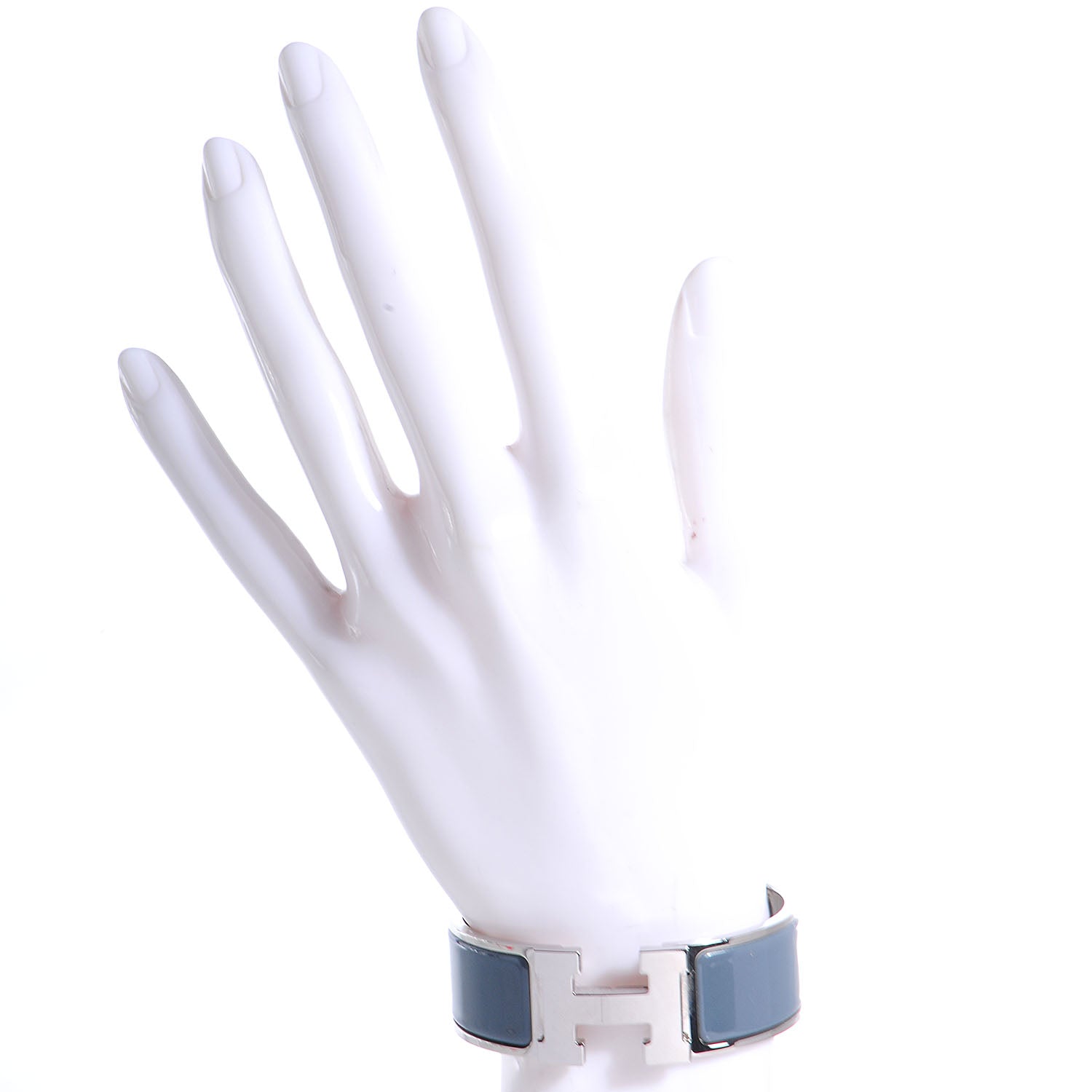 Hermes Enamel Clic Clac H Wide Bracelet PM Slate 2 of 5