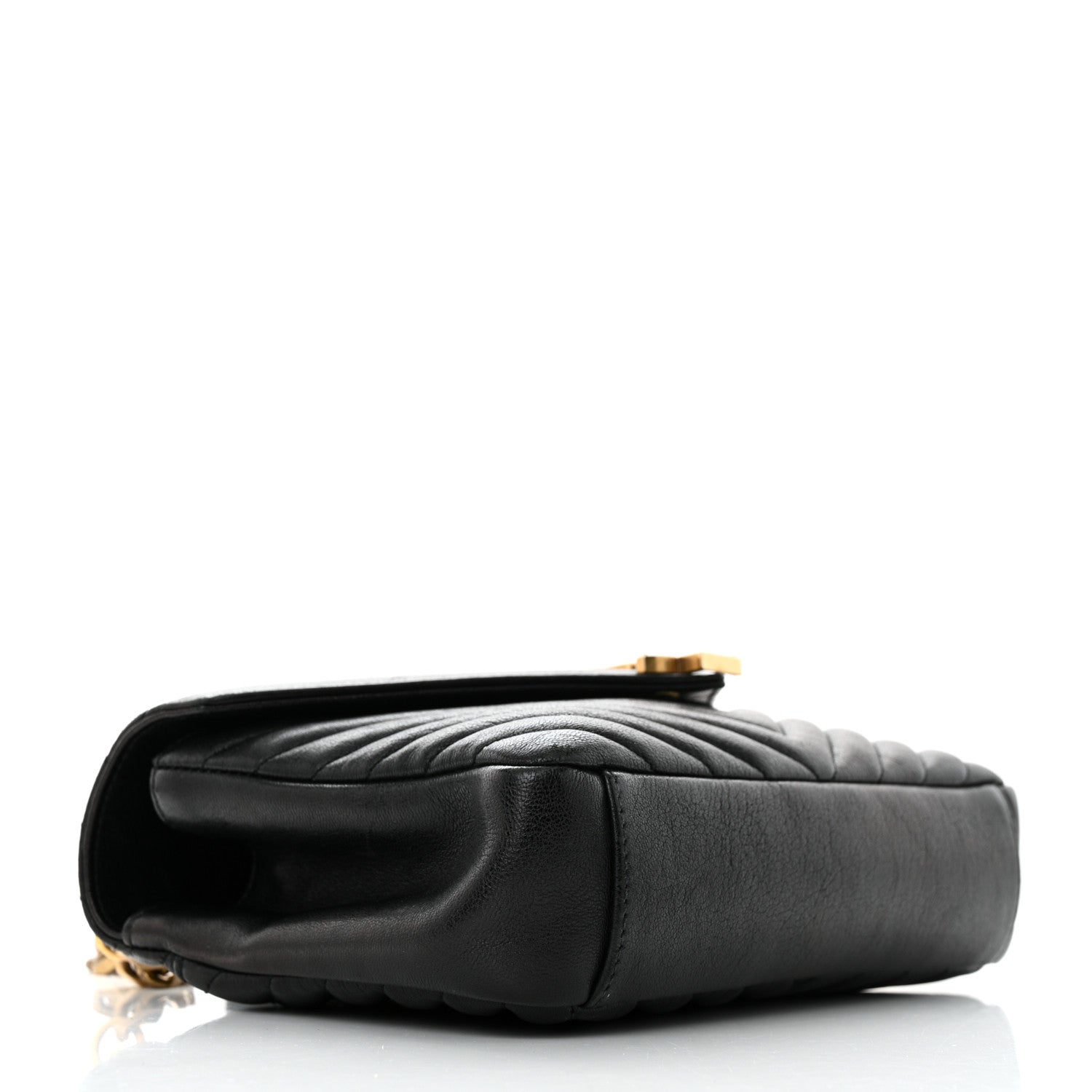 Saint Laurent Sheepskin Matelasse Chevron Monogram Medium College Bag Black 4 of 12