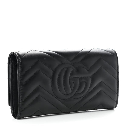 Gucci Calfskin Matelasse GG Marmont Continental Wallet Black 3 of 7