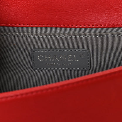Chanel Calfskin Quilted Double Stitch Medium Boy Flap Red 9 of 12