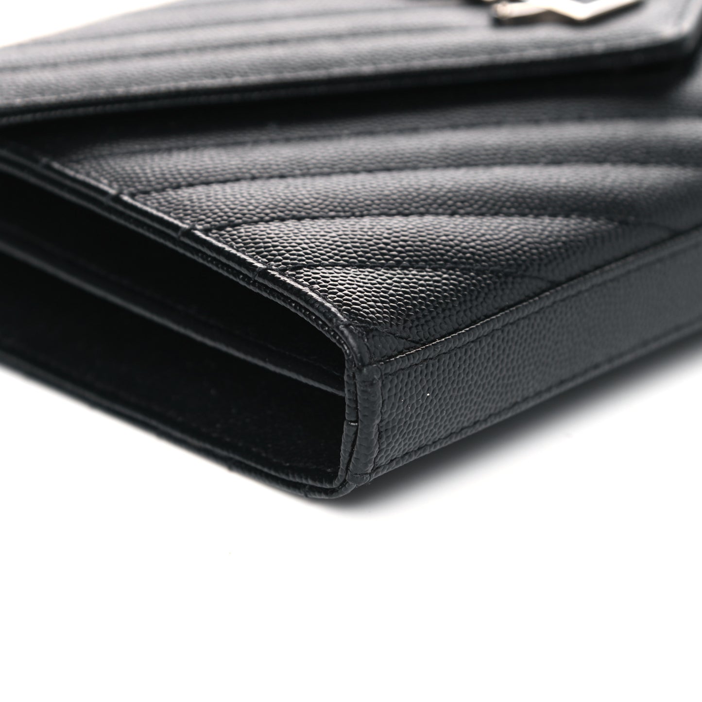Grain De Poudre Matelasse Chevron Monogram Chain Wallet Black