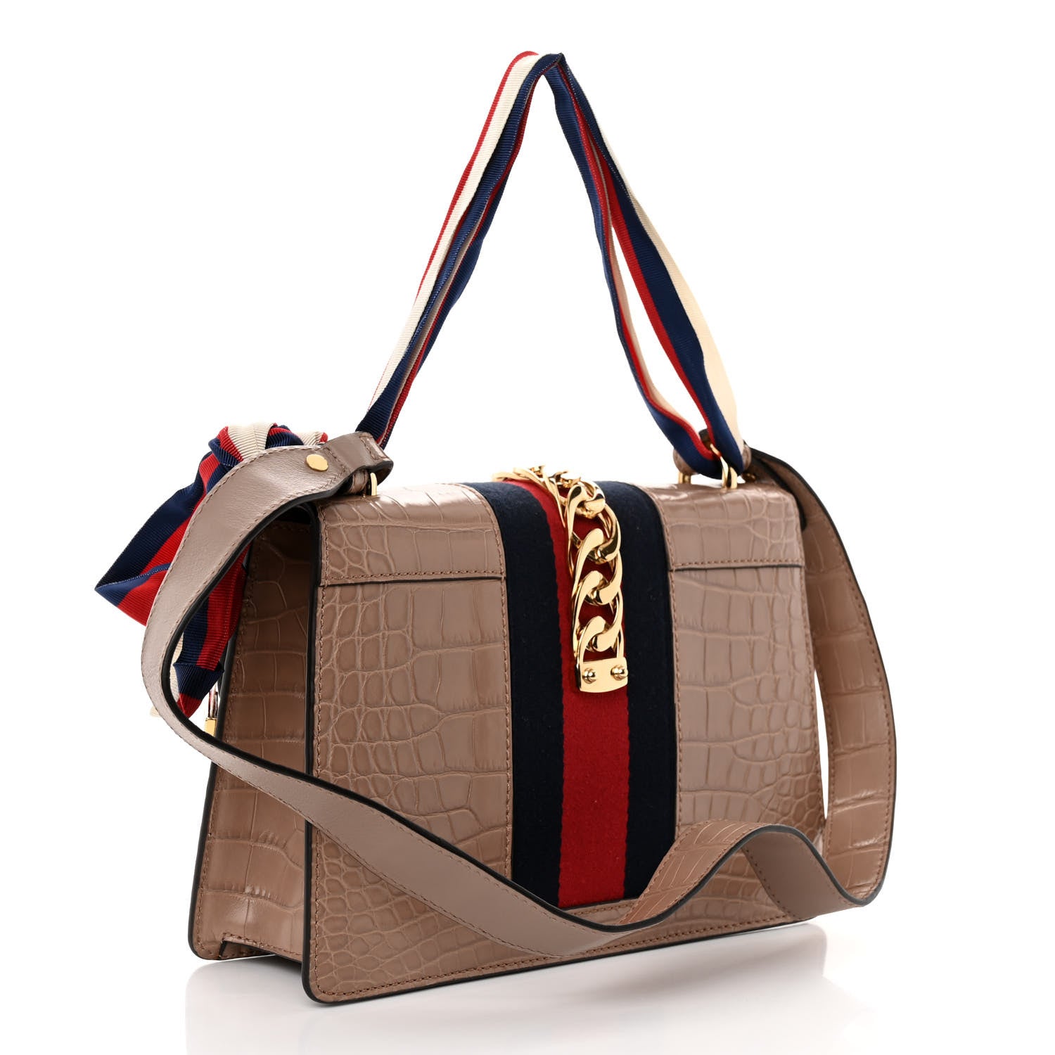 Gucci Alligator Small Sylvie Shoulder Bag Beige 3 of 10