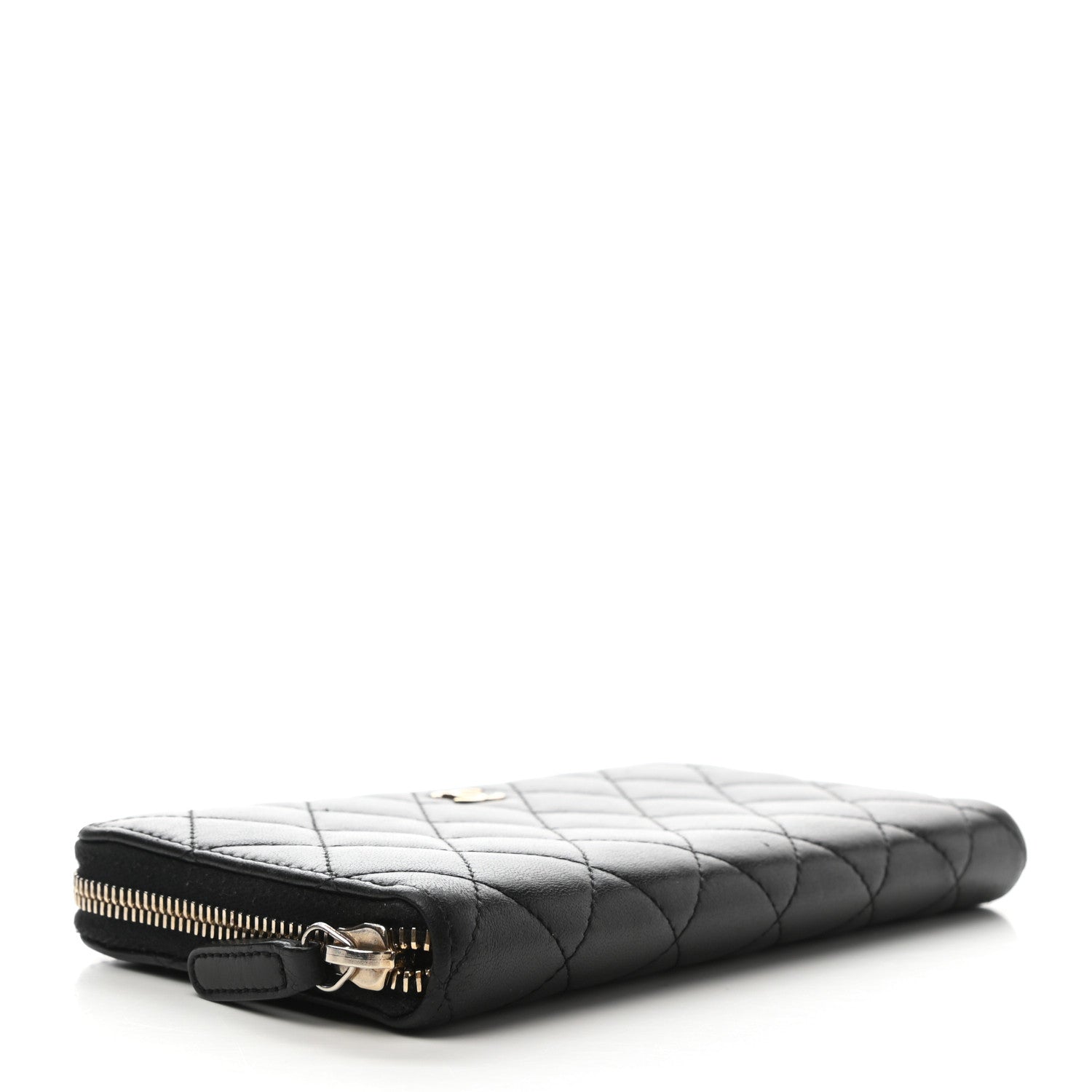 Chanel Lambskin Quilted Large Gusset Zip Around Wallet Black 4 of 8