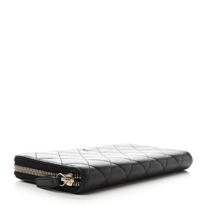 Chanel Lambskin Quilted Large Gusset Zip Around Wallet Black 4 of 8