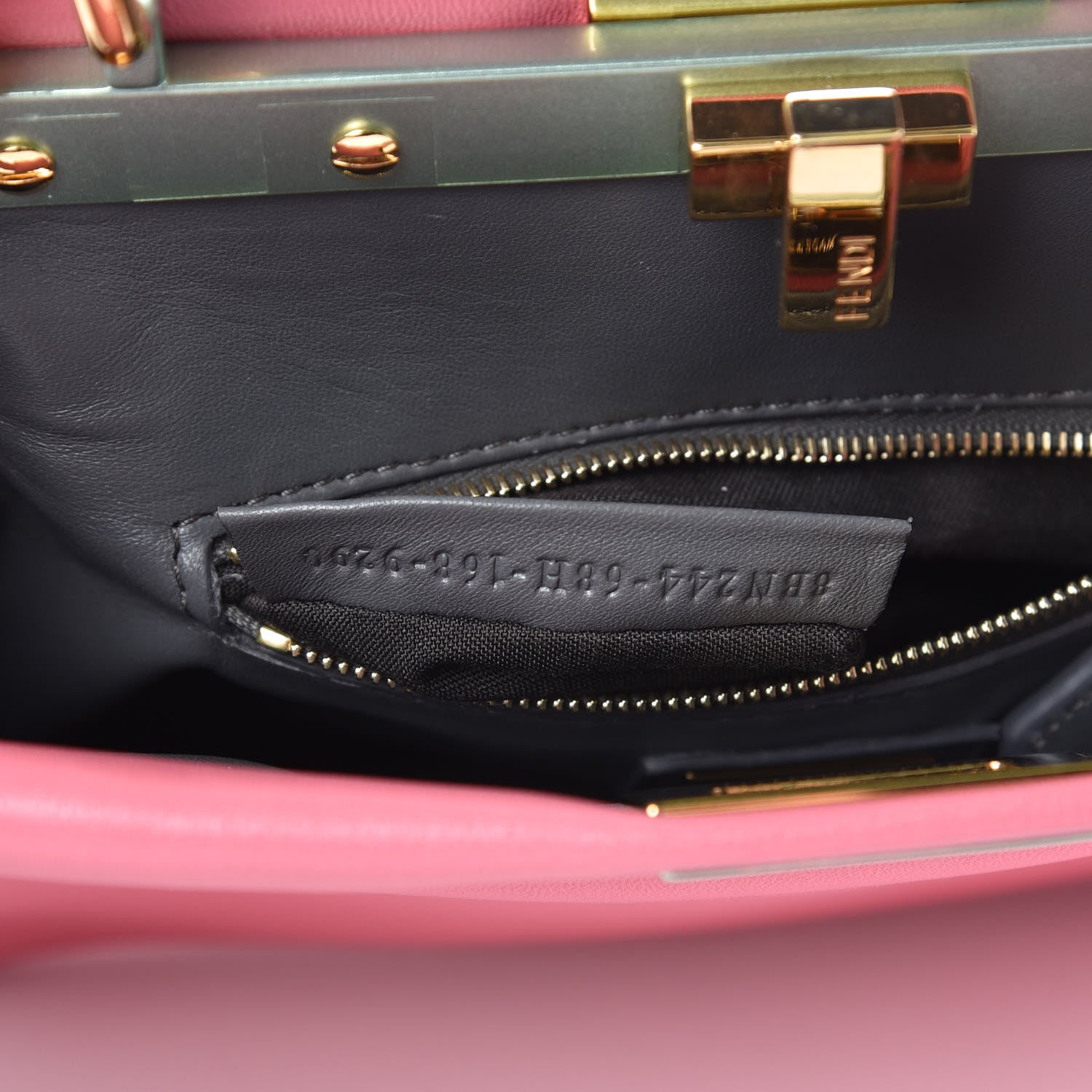 Fendi Nappa Colorblock Mini Peekaboo Iconic Satchel Rosa Fluo Oxigen Slate 7 of 9