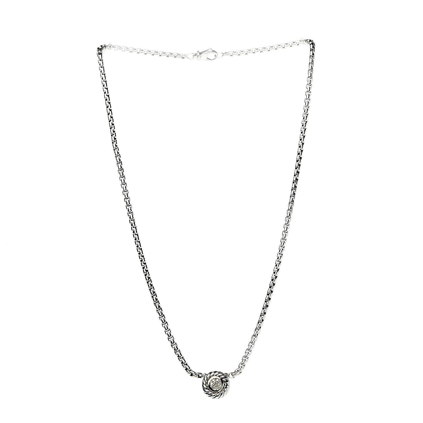 Sterling Silver 18K Yellow Gold Diamond 12mm Pave Cookie Necklace