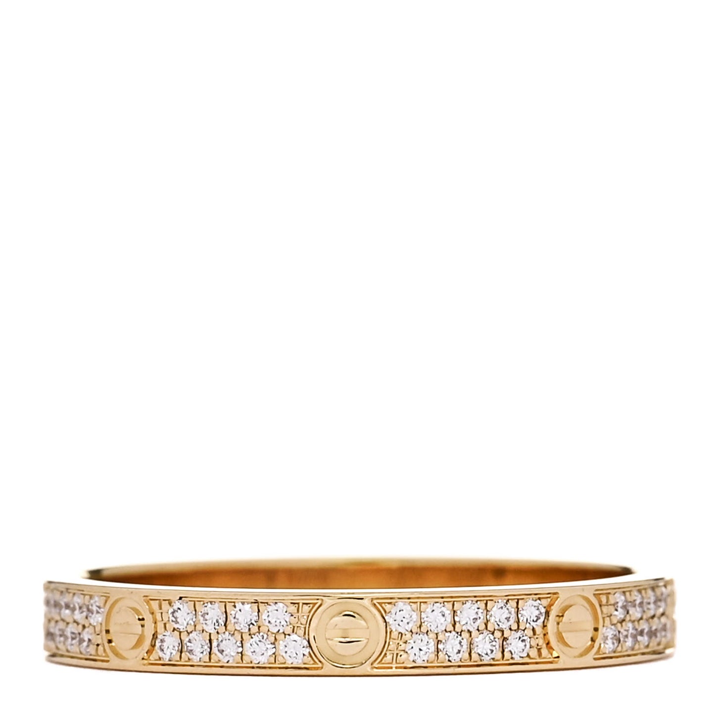 18K Yellow Gold Diamond 2.6mm LOVE Paved Band Ring 53 6.5