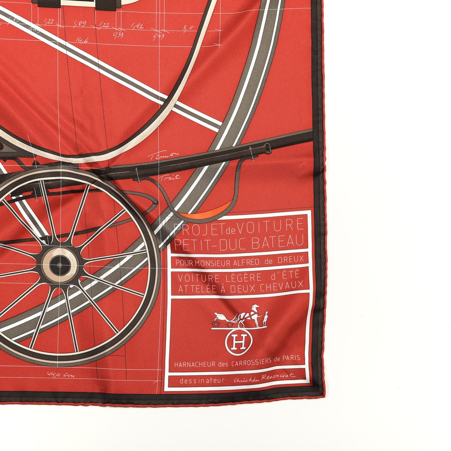Hermes Silk Printed Petit Duc Scarf 90 Rouge Bronze Beige 2 of 4