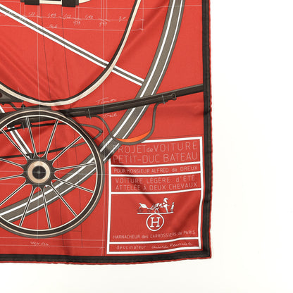 Hermes Silk Printed Petit Duc Scarf 90 Rouge Bronze Beige 2 of 4