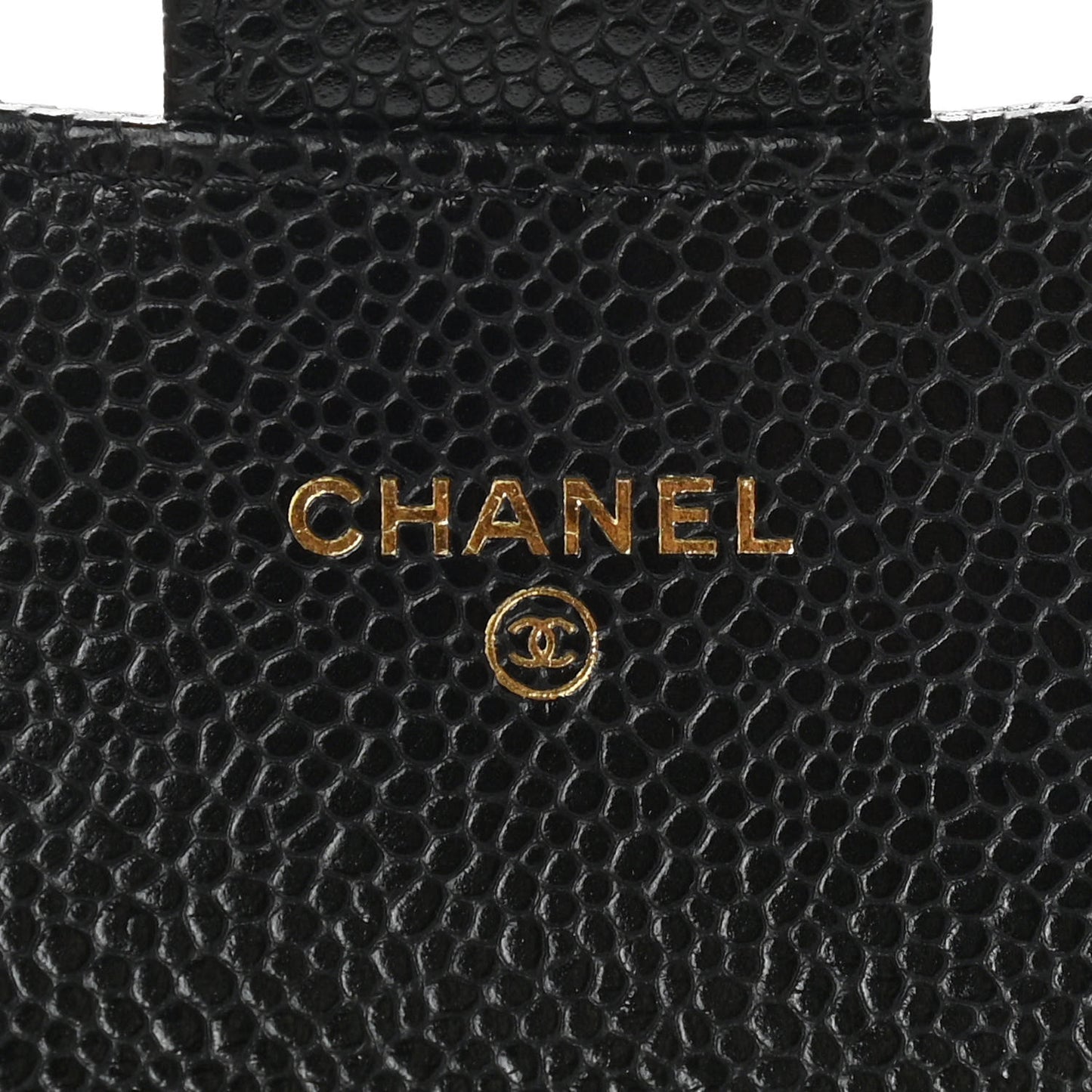 Caviar Quilted Flap Card Holder Wallet Black