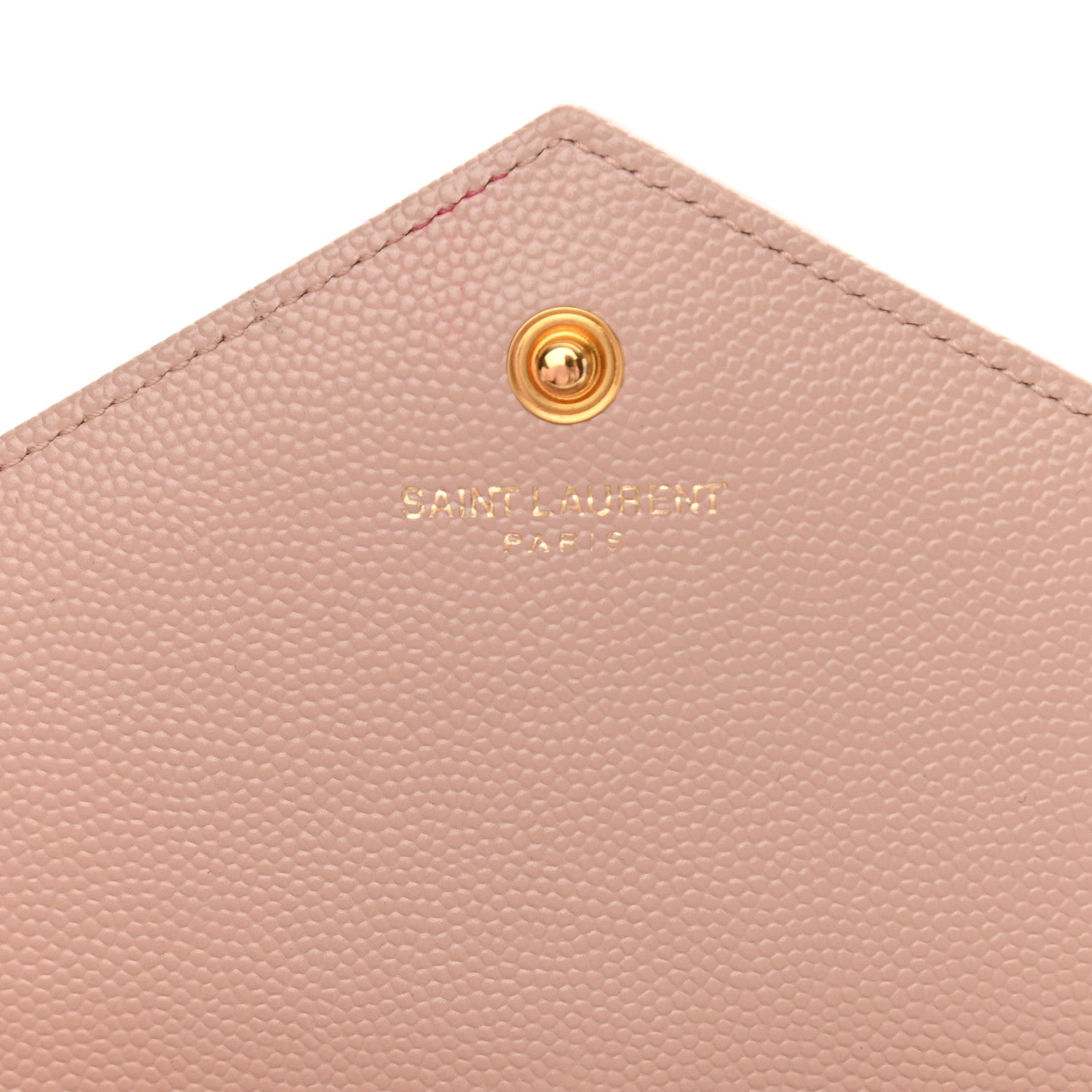 Saint Laurent Grain De Poudre Matelasse Chevron Monogram Chain Wallet Pale Pink 6 of 13