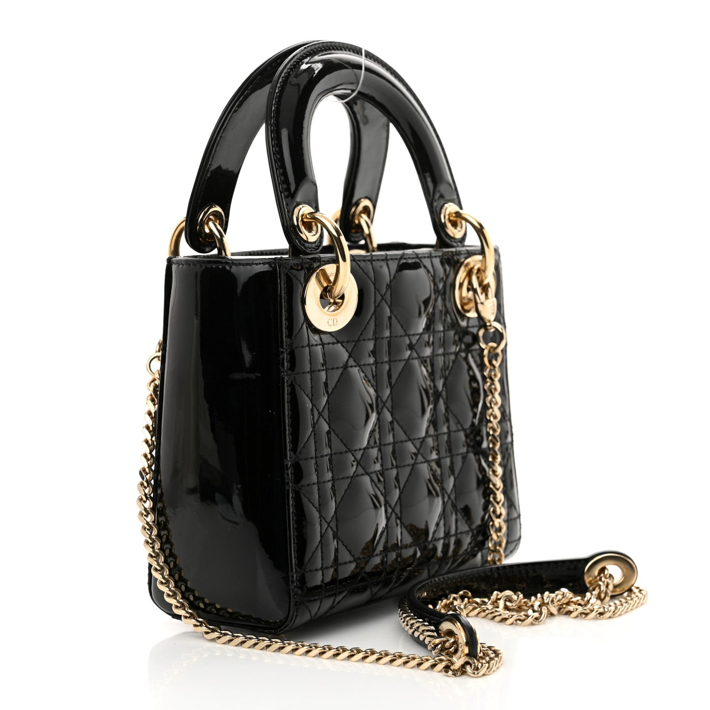 Patent Cannage Mini Lady Dior Black