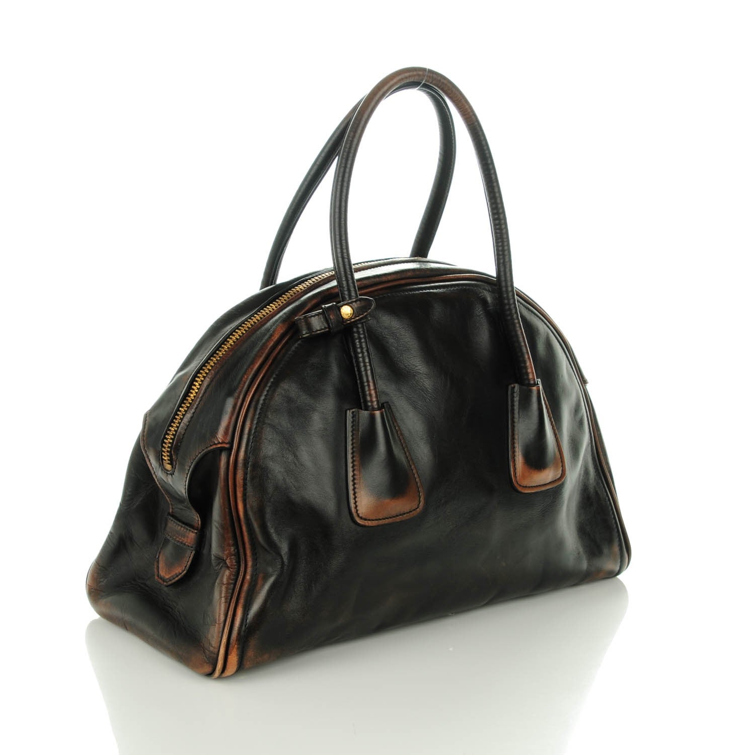 Prada Vitello Vintage Bowling Bag Black 3 of 8