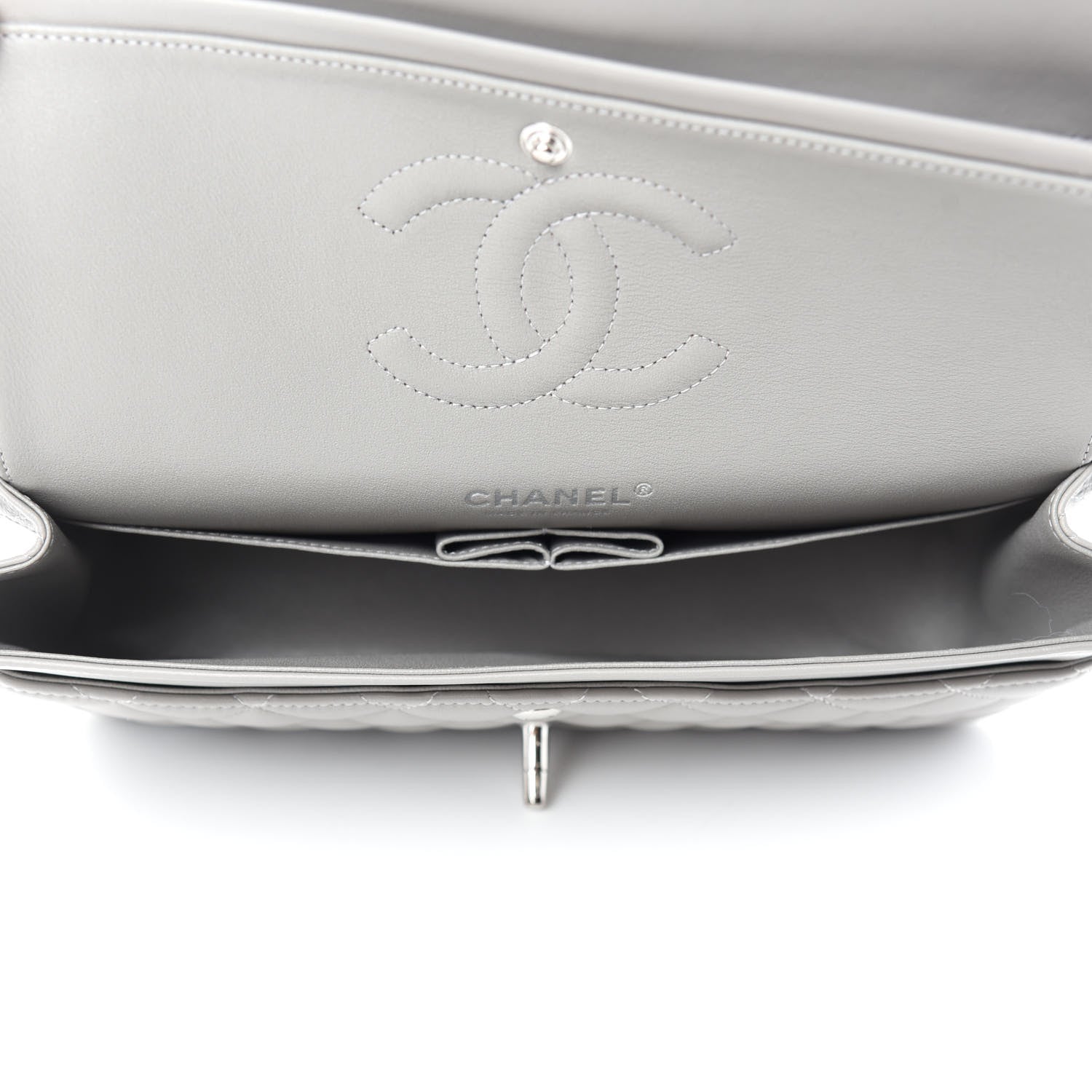 Chanel Lambskin Quilted Medium Double Flap Grey 5 of 11