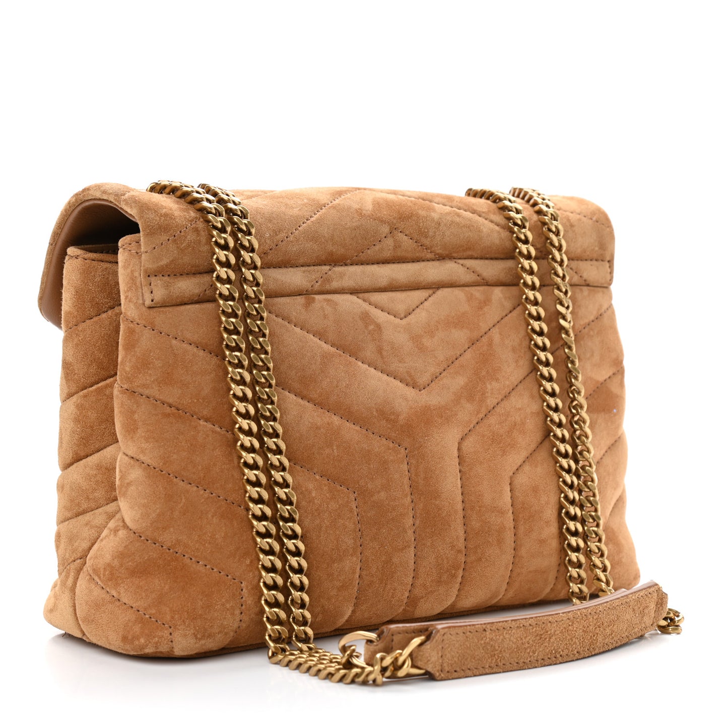 Suede Calfskin Y Quilted Monogram Small Loulou Chain Satchel Cinnamon