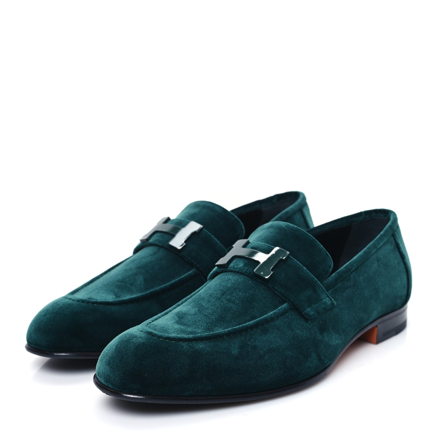 Velvet Mens Paris Loafers 40.5 Vert Fonce