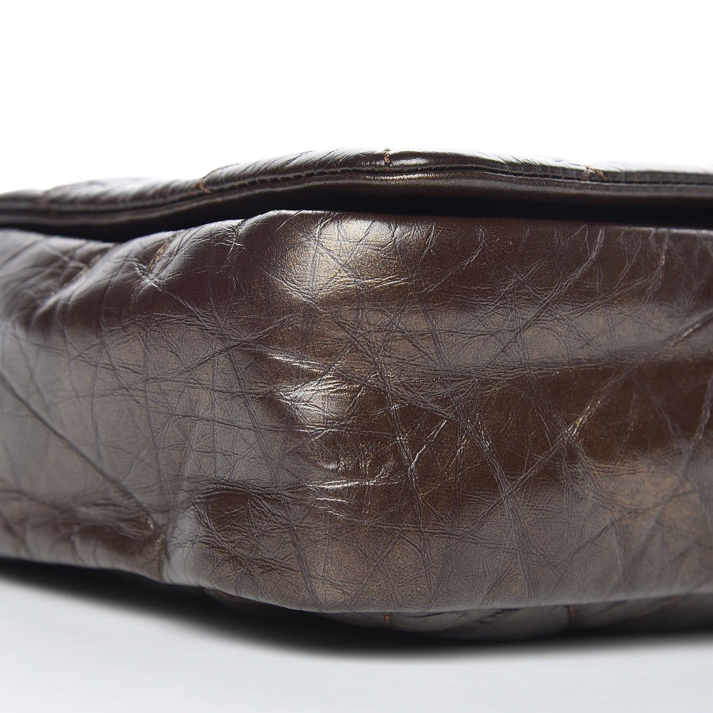 Metallic Aged Calfskin Quilted Medium Pondichery Flap Bronze