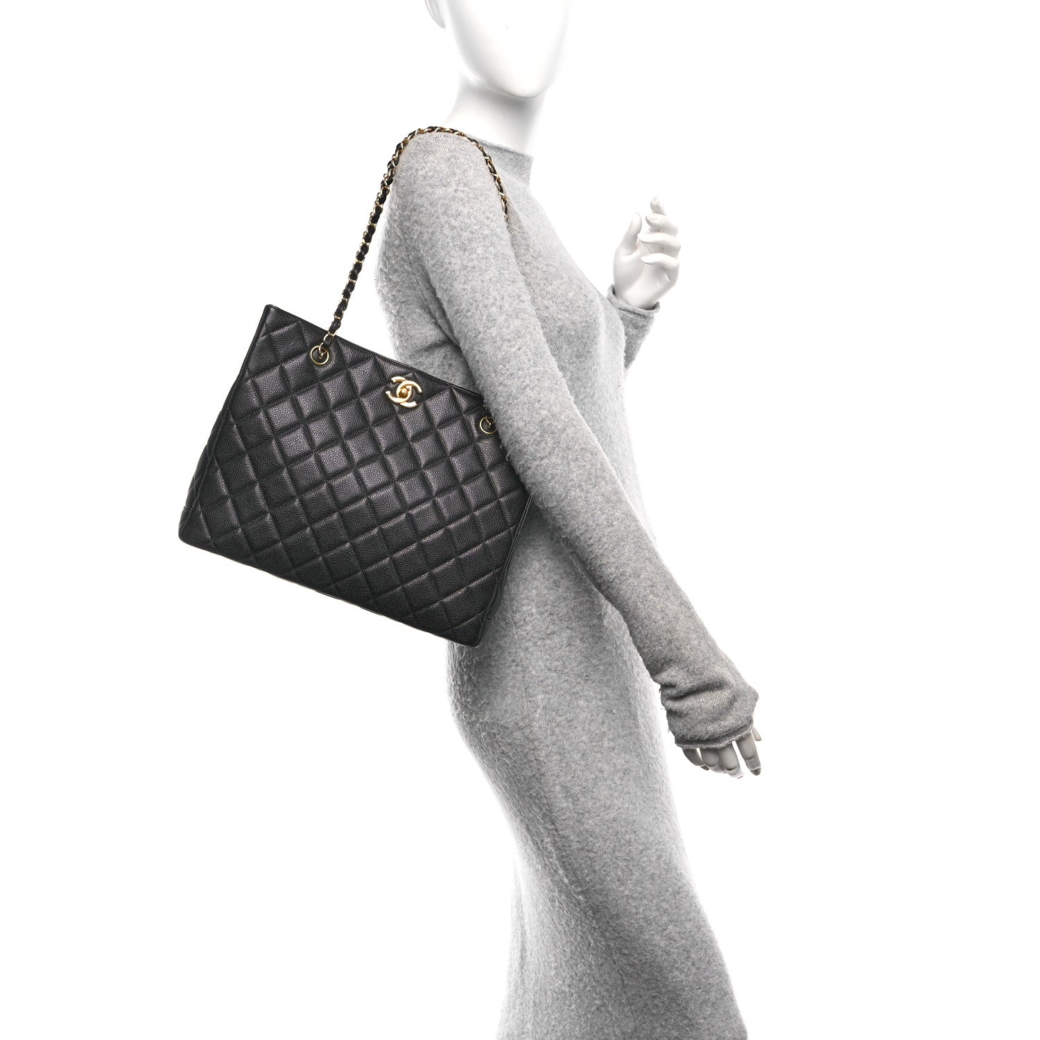 Chanel Caviar Quilted Small Shopping Tote Black 2 of 9