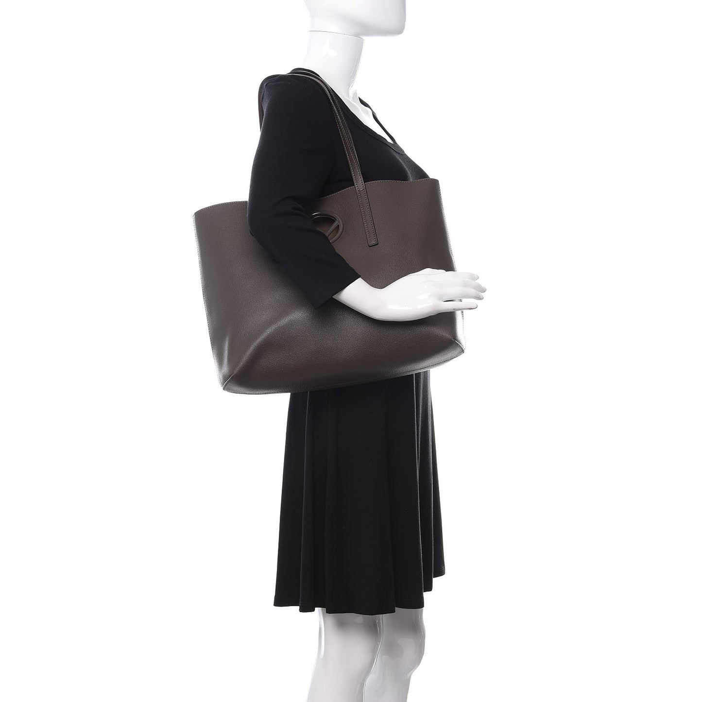 Vitello Vienna Enamel F is Fendi Shopping Tote Carbone Tobacco