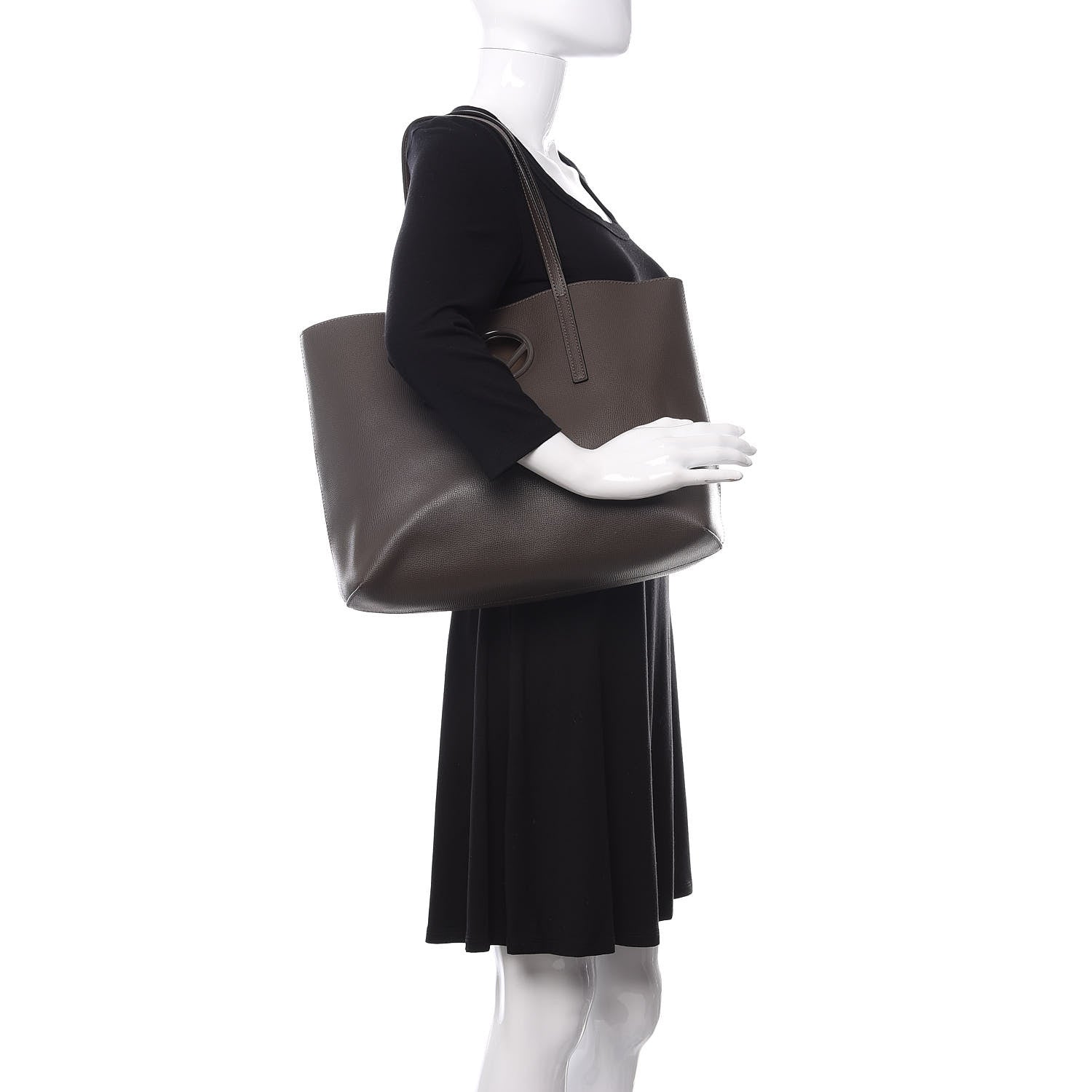 Fendi Vitello Vienna Enamel F is Fendi Shopping Tote Carbone Tobacco 2 of 13