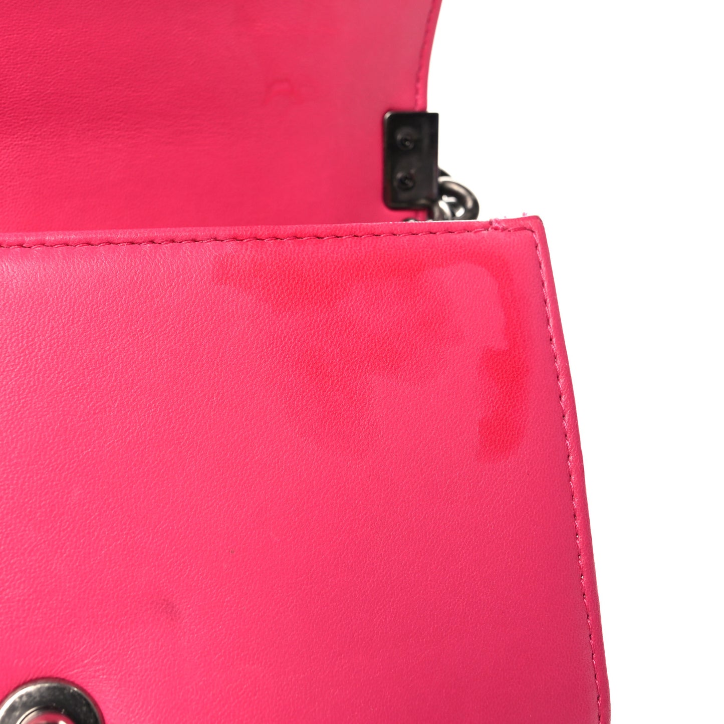 Lambskin Quilted Small Boy Flap Dark Pink