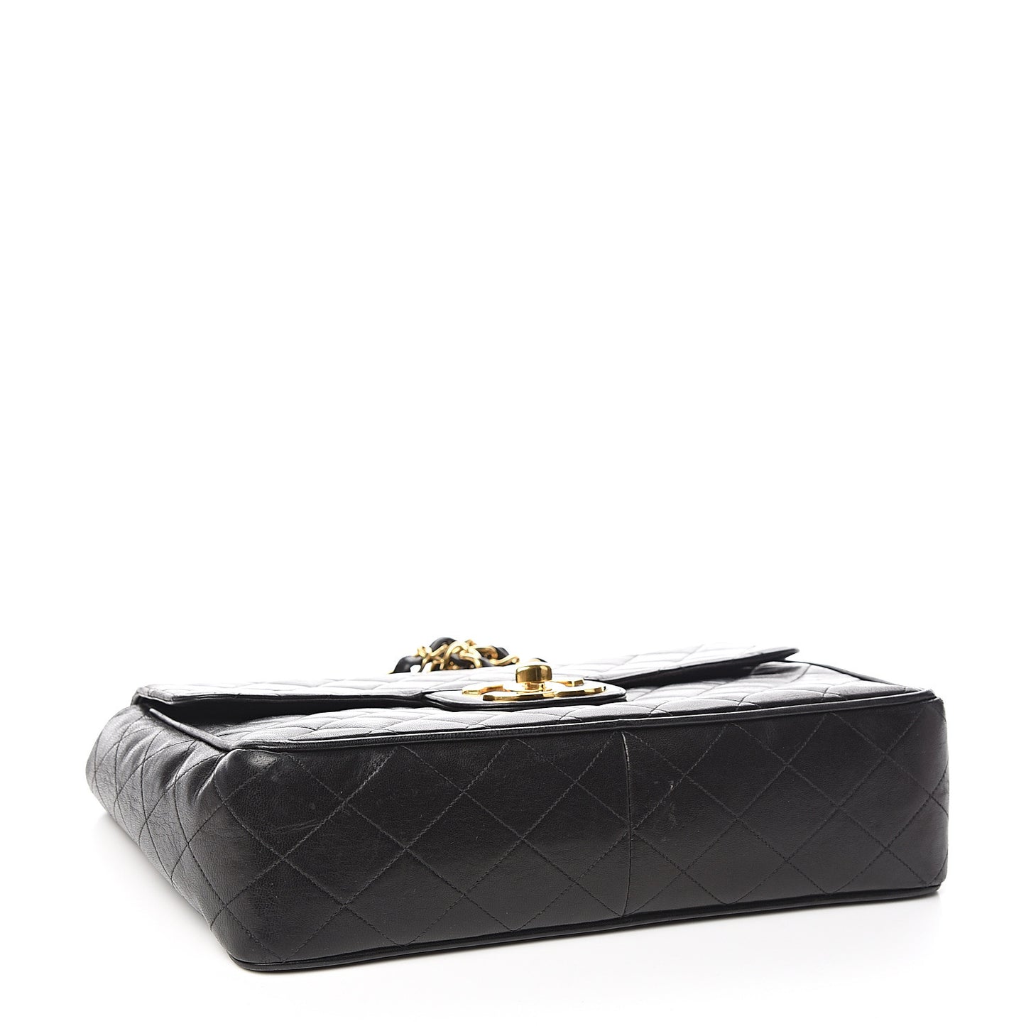 Lambskin Quilted Jumbo Single Flap Black