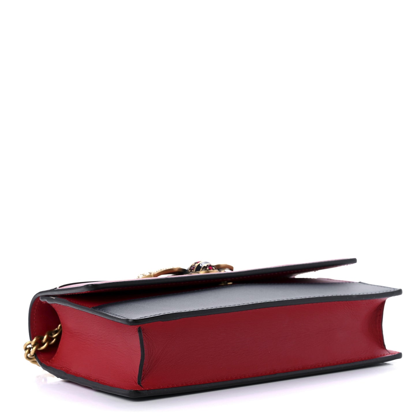 Calfskin Queen Margaret Chain Wallet Blue Agata Hibiscus Red Mystic White