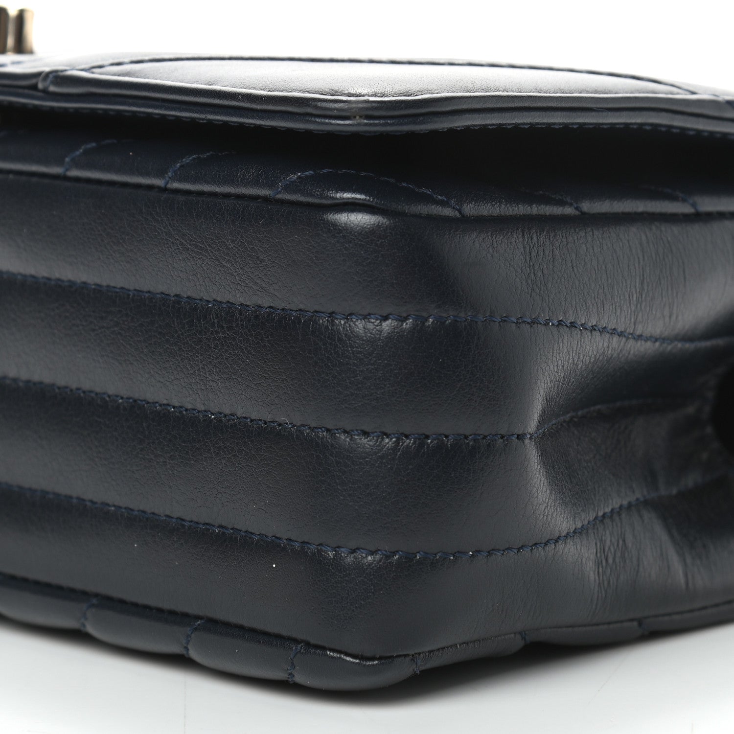 Chanel Calfskin Chevron Quilted Mini Statement Flap Navy Blue 9 of 9