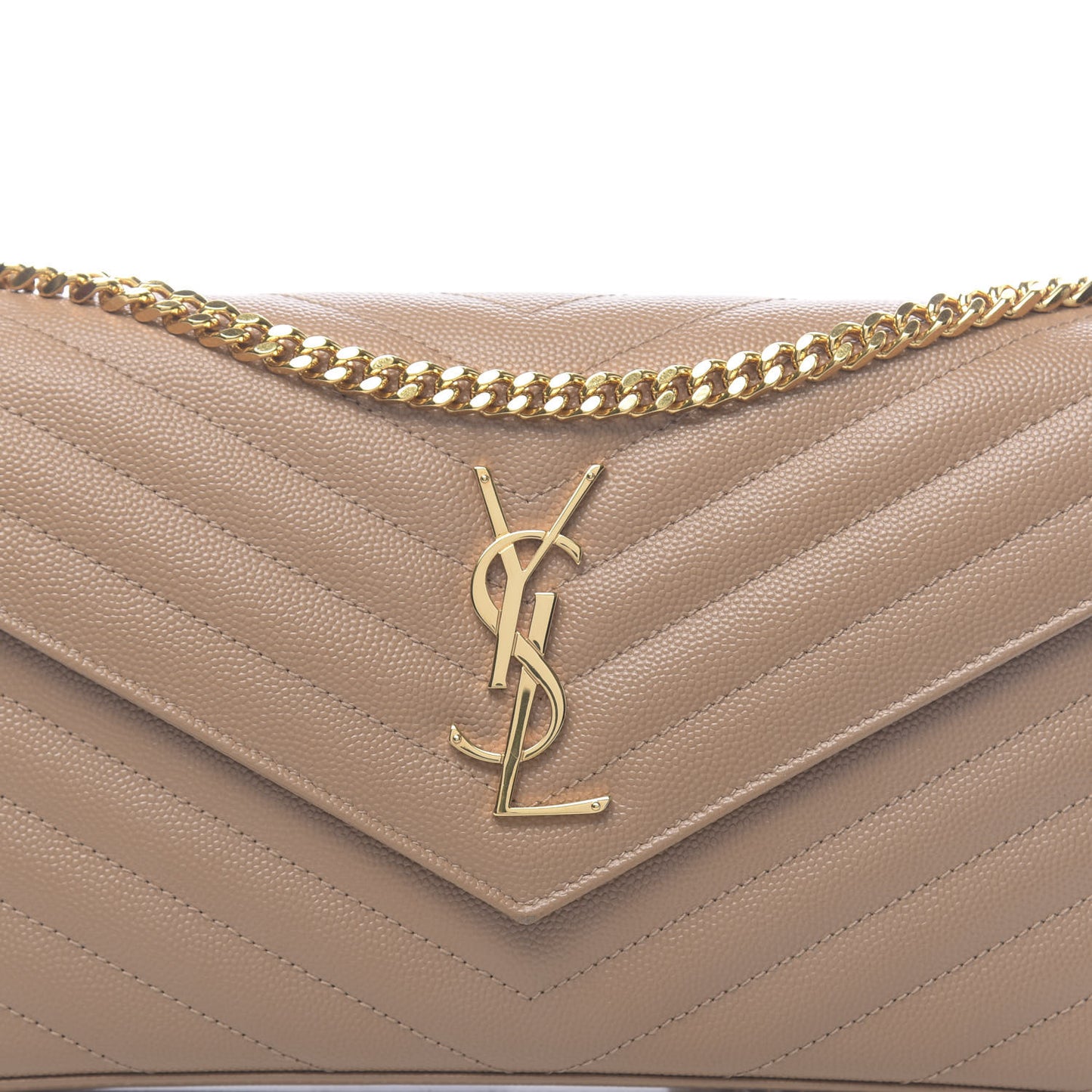 Grain De Poudre Matelasse Chevron Monogram Chain Wallet Light Taupe